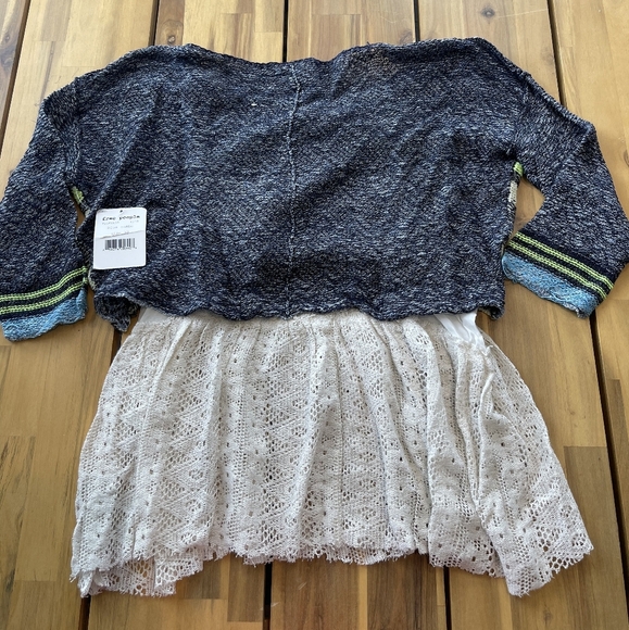 Nwt Free People Multicolor Striped Knit Babydoll Lace Y2k Sweater Size Xs - Picture 2 of 4